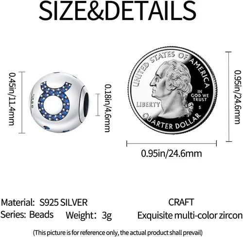 Miniatura 59 de Pandach 12 dijes de cumpleaños con signo del zodiaco de plata de ley 925 con piedra natal para mujer, pulsera, collar, pulsera, regalo para mujeres