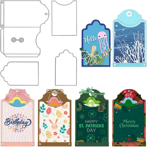 Miniatura 9 de Estivaux Troqueles con Forma de Tarjeta 3D para Hacer Tarjetas, Juegos de Troqueles de Corte de Tarjetas de Regalo de Forma Rectangular, Troqueles