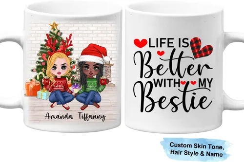 Taza de café personalizada para mejores amigos, regalos de amistad, regalo de cumpleaños, tazas de café para mejores amigas para mujeres, niñas,
