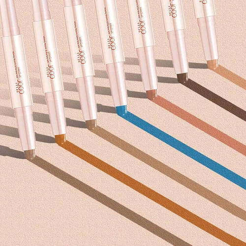Miniatura 5 de Sombra de ojos en barra crema, 2 tonos con purpurina degradada brillante doble cabezal, herramienta de maquillaje de ojos impermeable de larga