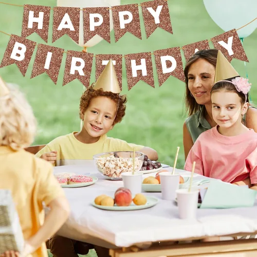 Miniatura 3 de Cartel de feliz cumpleaños marrón para telón de fondo, decoración de fiesta de cumpleaños marrón para niños y niñas, guirnalda de feliz cumpleaños