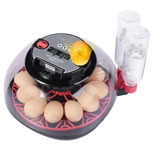 Incubadoras de 12 huevos para incubar huevos, incubadora de huevos de pollo con giro automático de huevos y control de temperatura y humedad, tapa