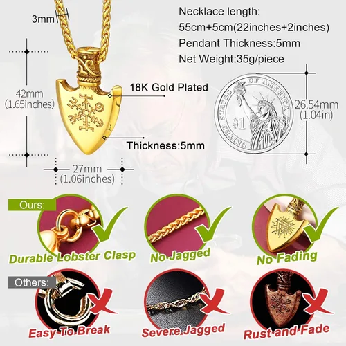 Miniatura 5 de FaithHeart - Collar de runa vikinga nórdica con cadenas ajustables de cueroacero inoxidable trenzadas para hombres y mujeres, regalo de joyería