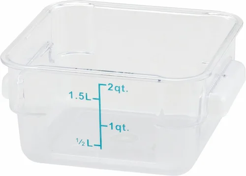 Winco Contenedor de almacenamiento cuadrado, 2 cuartos de galón, transparente, mediano Claro