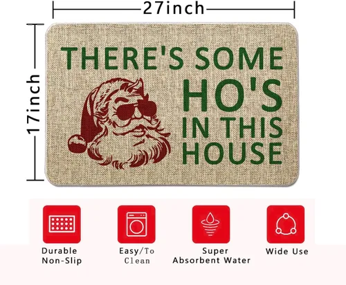 Miniatura 3 de GAGEC Tapete de Navidad para exteriores, con texto en inglés "There Some OH's in The House", divertido tapete de entrada para puerta de invierno