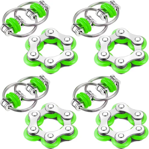 Miniatura 10 de Hicarer El juego de 8 piezas de juguetes para ansiedad incluye 4 cadenas de rodillos flippy y 4 cadenas de seis rodillos para bicicleta, regalos rosa