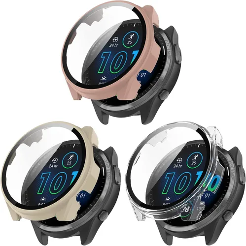Miniatura 10 de FitTurn Compatible con Garmin Forerunner 965 - Funda protectora de pantalla de repuesto para PC, delgada, cobertura completa 3D, protector