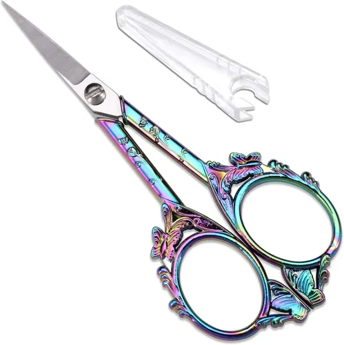 YOUGUOM Tijeras de bordado de costura: pequeñas tijeras vintage para detalles afilados para manualidades, obras de arte, hilo de costura, Arco iris