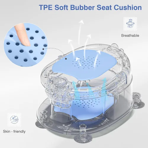 Miniatura 6 de Asiento de baño para bebés de 5 meses en adelante, asiento de baño antideslizante para sentarse, cojín suave y diseño compacto, asiento de bañera