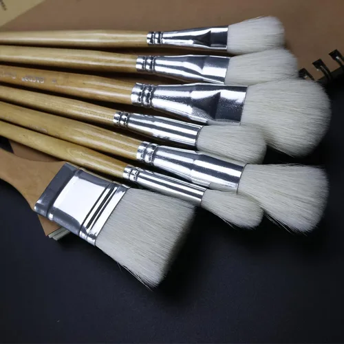 Miniatura 5 de GACDR Juego de brochas para dorado, 7 piezas versátiles de brochas de pelo de cabra para mezclar y aplicar pintura acrílica, acuarela, hojas de oro
