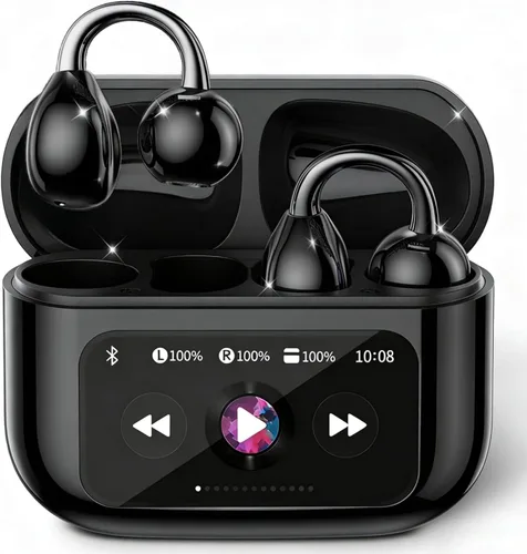 Miniatura 11 de Auriculares abiertos, auriculares inalámbricos con clip Bluetooth 6.0 con funda para pantalla táctil, ligeros de 0.11 oz, auriculares de conducción