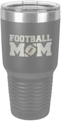 Miniatura 18 de FOOTBALL MOM - Vaso negro de 30 onzas con popote y tapa superior deslizante Taza de viaje de acero inoxidable Comparar con Yeti Rambler