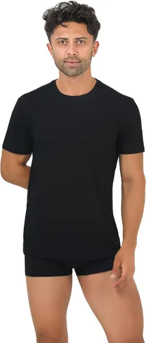 Miniatura 2 de BAMBOOVEN Camisetas para hombre de rayón hechas de bambú, ajuste moderno, camiseta interior que absorbe la humedad, cuello redondo, camisetas