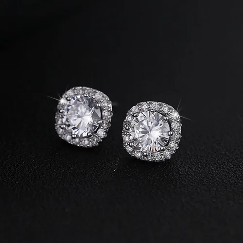Miniatura 3 de SENCLE Aretes de plata de ley S925 con circonita cúbica chapada en oro blanco y amarillo de 18 quilates para mujer