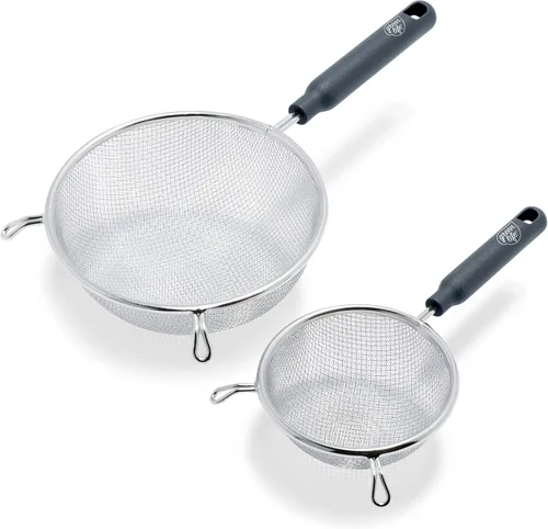 GreenLife Herramientas y utensilios de cocina, 2 piezas de colador de malla de acero inoxidable extrafino, asas para mantenerse fresco, apto para