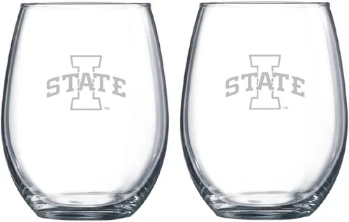 Miniatura 26 de RFSJ Juego de 2 copas de vino o bebidas con logotipo de Satin Frost (Harvard)