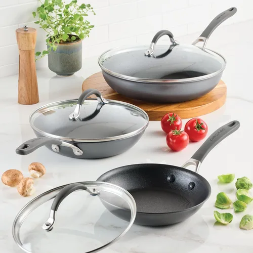 Miniatura 2 de Circulon Serie A1 con juego de sartenes antiadherentes de inducción ScratchDefense, juego de 6 sartenes de cocina, utensilios de cocina