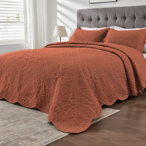 Miniatura 15 de Kingnex Juego de colcha tamaño King de 106 x 96 pulgadas, suave, ligera, acolchada, 3 piezas, 1 edredón y 2 fundas de almohada, color gris oscuro