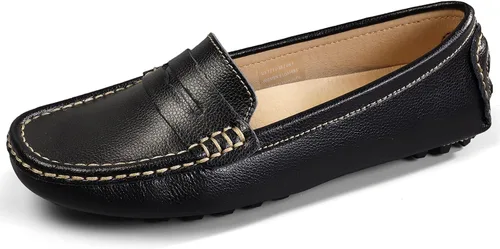 Miniatura 2 de Artisure Mocasines clásicos de cuero genuino para mujer, mocasines de conducción, mocasines casuales sin cordones, zapatos de barco cómodos y a