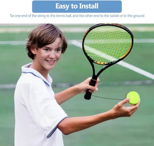 Miniatura 6 de Pelota de tenis, pelota de entrenamiento para principiantes con cuerda de goma elástica, equipo de entrenamiento de tenis multiusos para interiores