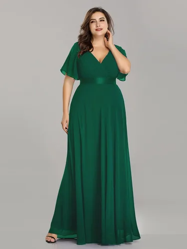 Miniatura 4 de Ever-Pretty Vestido formal para mujer con cuello en V y cuello en V, talla grande, largo hasta el suelo, vestido de dama de honor para mujeres