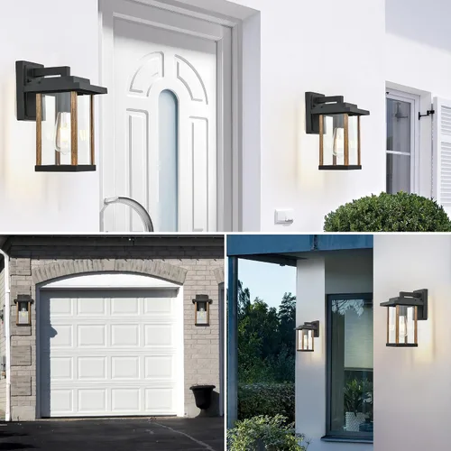 Miniatura 8 de Aplique de pared para exteriores, lámparas de porche exterior, luces de pared exterior antioxidantes para montaje en pared en acabado de grano