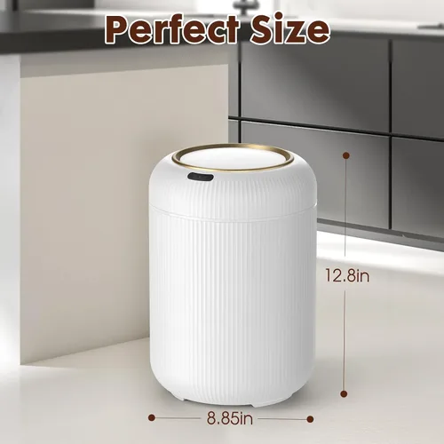 Miniatura 7 de Procade Cubo de basura con sensor de movimiento con tapa, cubo de basura eléctrico de baño de 3 galones, papelera blanca pequeña sin contacto, mini