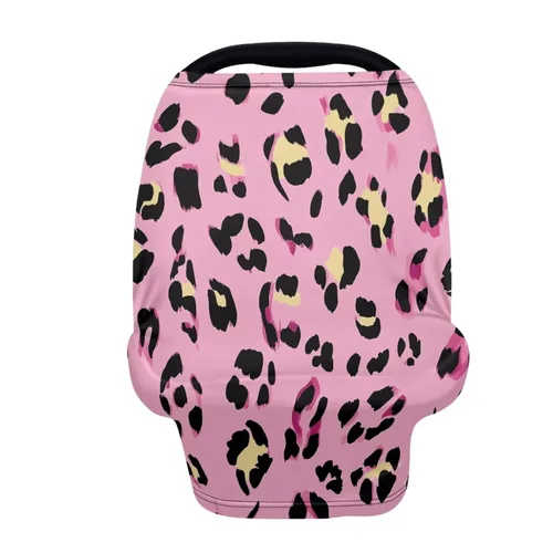 Miniatura 27 de Forchrinse Funda de asiento de coche de leopardo beige para bebés suave transpirable lactancia lactancia cubierta elástica infantil asiento de coche
