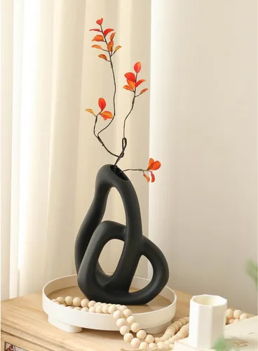 Miniatura 4 de STHIE Floreros modernos de cerámica blanca para decoración del hogar estética, florero decorativo bohemio para ramo de hierba de pampas, sala