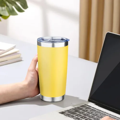 Miniatura 8 de Vaso de 20 onzas con tapa, taza de café de viaje de doble pared aislada al vacío, taza térmica de acero inoxidable con recubrimiento en polvo, vaso