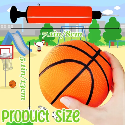 Miniatura 2 de 6 mini pelotas de baloncesto de juguete de 5 pulgadas, colorido baloncesto inflable de goma con bomba para niños pequeños, piscina, aro