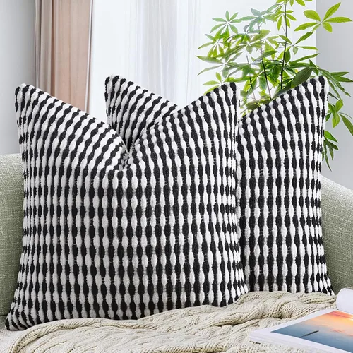 Miniatura 13 de AmHoo Juego de 2 fundas de almohada decorativas de chenilla estilo bohemio, funda de almohada con borlas para sofá, cama, dormitorio, sala de estar