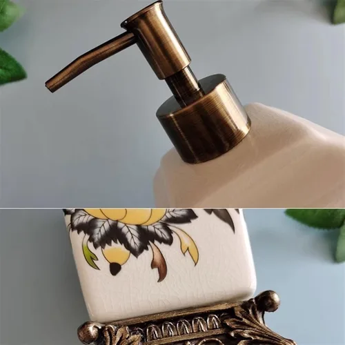 Miniatura 3 de Bathroom Soap Dispenser 340ML Personalized Crack Ceramic Soap Dispenser Retro Large Lotion Sub Bottle Resin Base Reusable Pump-Bottles Dispensers