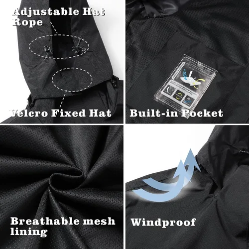 Miniatura 25 de GIISAM Chaqueta de lluvia para hombre, impermeable, ligera, para exteriores, rompevientos con capucha
