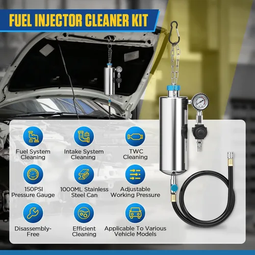 Miniatura 2 de Kit de herramientas de limpieza de inyector de combustible, limpiador de sistema de combustible sin desmontaje, 33.8 fl oz, 150 PSI, kit