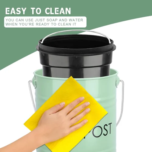 Miniatura 6 de Vipush Contenedor de compostaje para encimera de cocina compostador con tapa, contenedor pequeño de compost, incluye forro interior para cubo