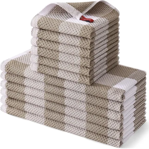 Miniatura 39 de Homaxy - Juego de toallas de cocina y paños de cocina, 12 x 12 y 13 x 28 pulgadas, juego de 12 paños de cocina 100% algodón, de punto gofre, a Negro