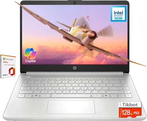 HP Stream - Laptop de regreso a clases de 14 pulgadas, procesador Intel N150 (Beats i3-1115G4), Copilot AI Microsoft 365 de 1 año, 4 GB de RAM, 128