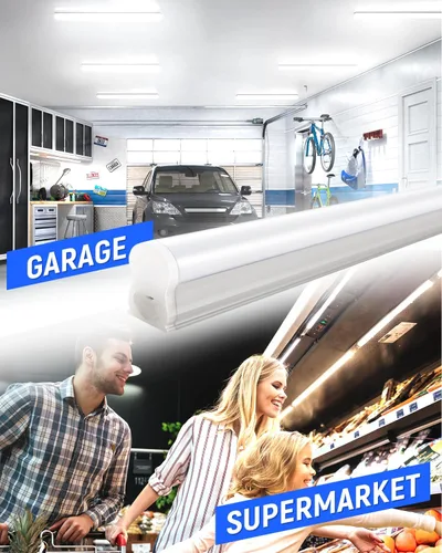 Miniatura 9 de Paquete de 6 lámparas LED T5 integradas de 4 pies, 6500 K, 20 W, 2300 lm (blanco superbrillante) LED enlazable, luz de tienda LED para techo