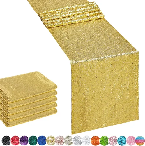 Miniatura 19 de Hahuho - Camino de mesa de lentejuelas con brillantina, para fiestas, bodas, baby shower, despedida de soltera, decoración de eventos