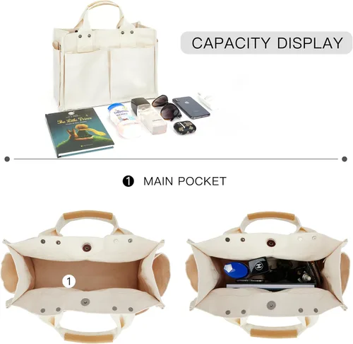 Miniatura 4 de YCPURSEDN Bolsas de lona con múltiples bolsillos simples y de moda para mujer