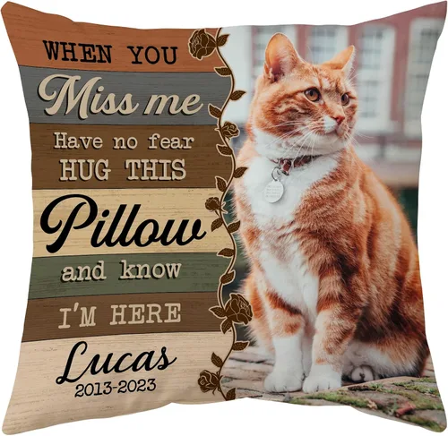 Miniatura 10 de Hyturtle Almohada personalizada conmemorativa de condolencia con inserción - 12"x12" impresa por ambas caras con nombre personalizado y foto