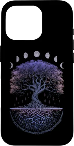 Miniatura 19 de Funda para iPhone 11 Pro Max Yggdrasil nórdico árbol de la vida vikinga fases de la luna