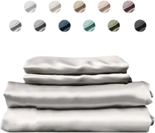 Miniatura 12 de Colorado Home Co SUNDAYSILKS Sábanas 100% seda de morera 4 sábanas de seda pura Tamaño Queen Juego de cama de seda natural orgánica de grado