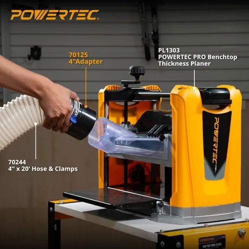 Miniatura 5 de POWERTEC 70125 Adaptador de manguera de tubo de 4 pulgadas - Acoplador rápido de plástico ABS para accesorios de recolección de polvo de taller