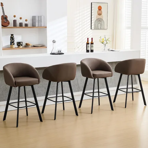 Miniatura 11 de FIRAVOE Juego de 2 taburetes de bar, taburetes de bar giratorios de altura de mostrador de 26", con respaldo y reposabrazos, taburetes de bar