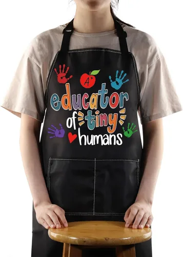 Miniatura 9 de JNIAP Delantal para profesores de jardín de infantes con bolsillos, delantal de educador preescolar para humanos pequeños, regalos para profesores