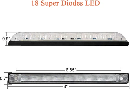 Miniatura 2 de NPAUTO 4 unids 8 "blanco LED barra de luz de utilidad 18 LED Utility Strip impermeable barco arco luz marina navegación 12V