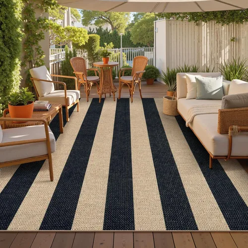 Miniatura 11 de Lahome Alfombra de yute a rayas fácil para patio al aire libre, alfombras lavables de 3 x 5 pies para entrada, porche, casa de campo, alfombra