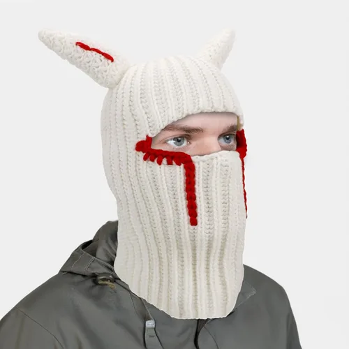 Miniatura 6 de Funny Horns - Gorro de punto creativo para Halloween, gorro de cara completa, máscara de esquí, resistente al viento, pasamontañas